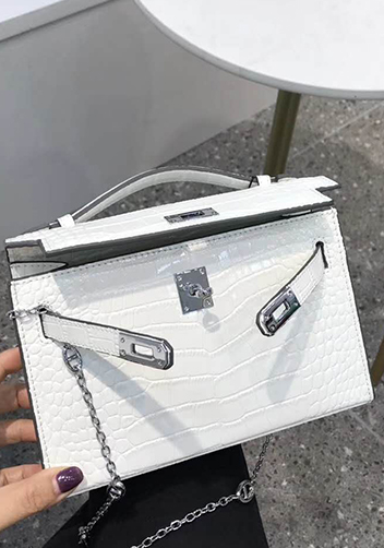 Tiger Lyly Garbo Leather Chain Bag White