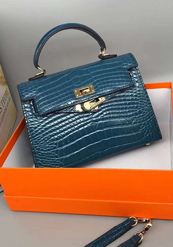 Tiger Lyly Garbo Leather Croc Effect Mini Bag 20CM Blue