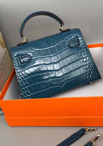 Tiger Lyly Garbo Leather Croc Effect Mini Bag 20CM Blue