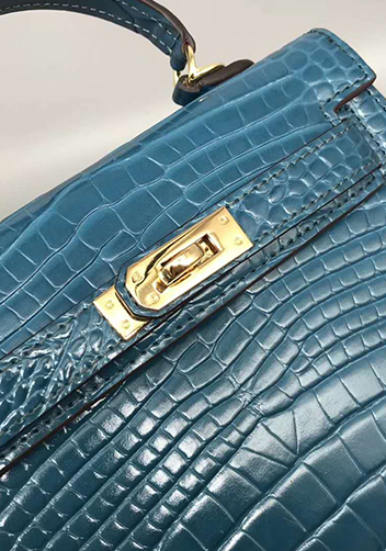 Tiger Lyly Garbo Leather Croc Effect Mini Bag 20CM Blue