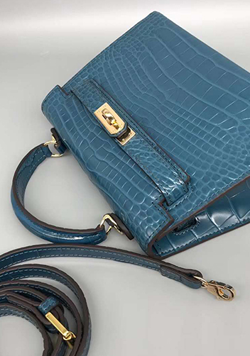 Tiger Lyly Garbo Leather Croc Effect Mini Bag 20CM Blue