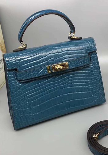 Tiger Lyly Garbo Leather Croc Effect Mini Bag 20CM Blue