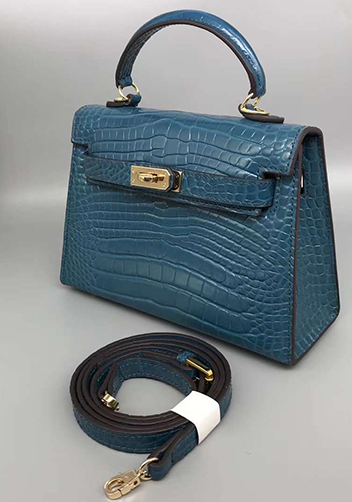 Tiger Lyly Garbo Leather Croc Effect Mini Bag 20CM Blue