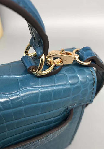 Tiger Lyly Garbo Leather Croc Effect Mini Bag 20CM Blue