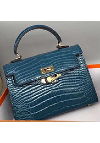 Tiger Lyly Garbo Leather Croc Effect Mini Bag 20CM Blue
