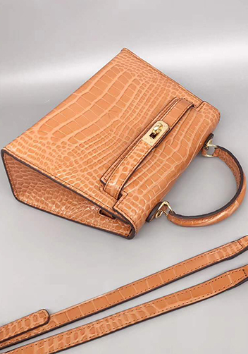 Tiger Lyly Garbo Leather Croc Effect Mini Bag 20CM Camel