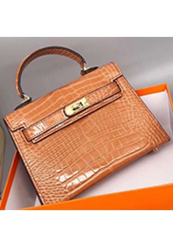 Tiger Lyly Garbo Leather Croc Effect Mini Bag 20CM Camel