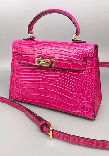 Tiger Lyly Garbo Leather Croc Effect Mini Bag 20CM Hot Pink