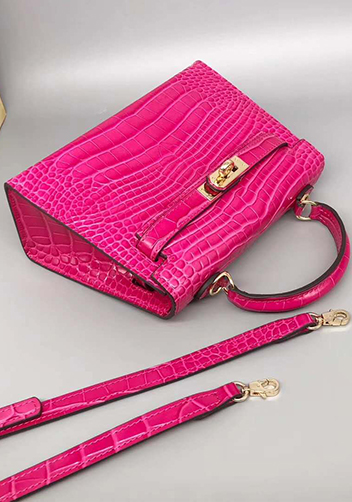 Tiger Lyly Garbo Leather Croc Effect Mini Bag 20CM Hot Pink