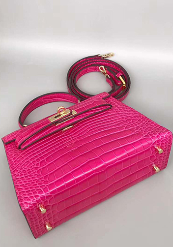 Tiger Lyly Garbo Leather Croc Effect Mini Bag 20CM Hot Pink