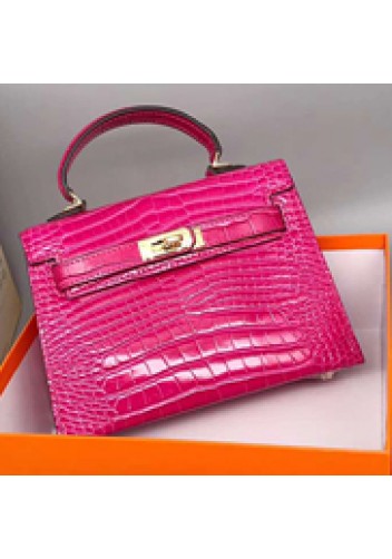 Tiger Lyly Garbo Leather Croc Effect Mini Bag 20CM Hot Pink