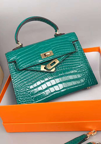 Tiger Lyly Garbo Leather Croc Effect Mini Bag 20CM Green