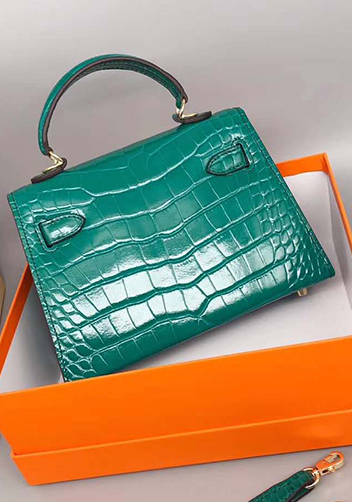 Tiger Lyly Garbo Leather Croc Effect Mini Bag 20CM Green