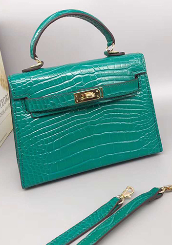 Tiger Lyly Garbo Leather Croc Effect Mini Bag 20CM Green