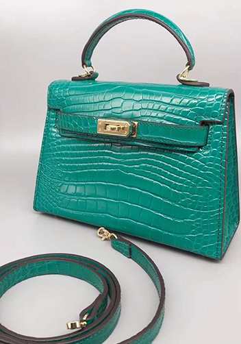 Tiger Lyly Garbo Leather Croc Effect Mini Bag 20CM Green