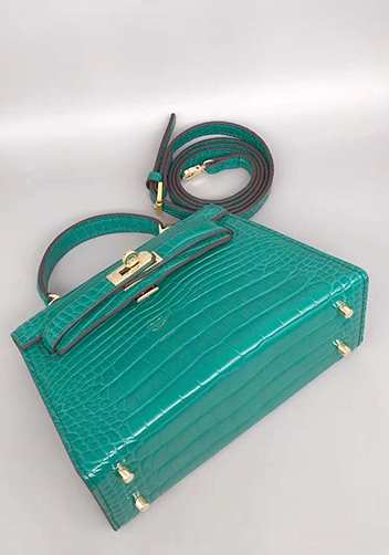 Tiger Lyly Garbo Leather Croc Effect Mini Bag 20CM Green