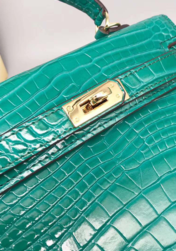 Tiger Lyly Garbo Leather Croc Effect Mini Bag 20CM Green