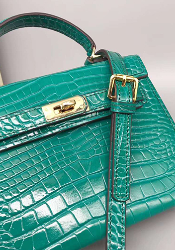 Tiger Lyly Garbo Leather Croc Effect Mini Bag 20CM Green