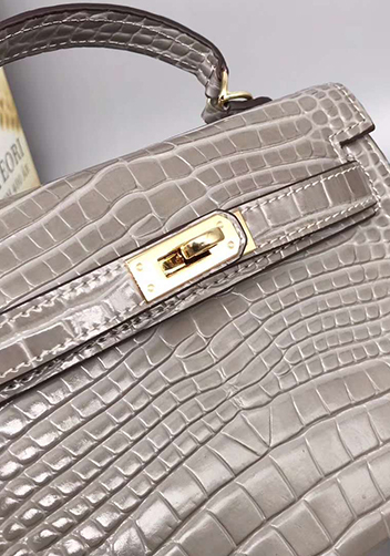 Tiger Lyly Garbo Leather Croc Effect Mini Bag 20CM Grey