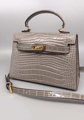 Tiger Lyly Garbo Leather Croc Effect Mini Bag 20CM Grey