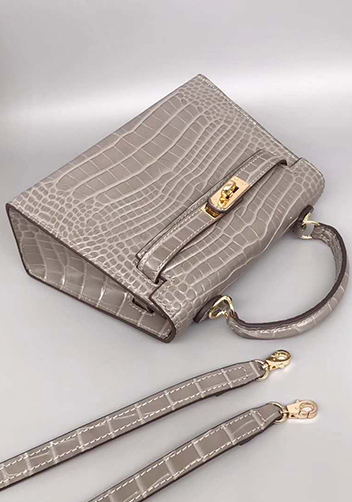 Tiger Lyly Garbo Leather Croc Effect Mini Bag 20CM Grey