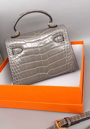 Tiger Lyly Garbo Leather Croc Effect Mini Bag 20CM Grey