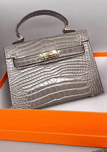 Tiger Lyly Garbo Leather Croc Effect Mini Bag 20CM Grey