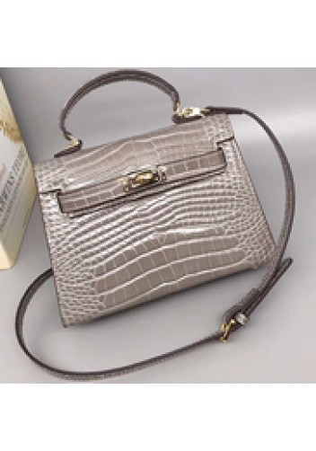 Tiger Lyly Garbo Leather Croc Effect Mini Bag 20CM Grey