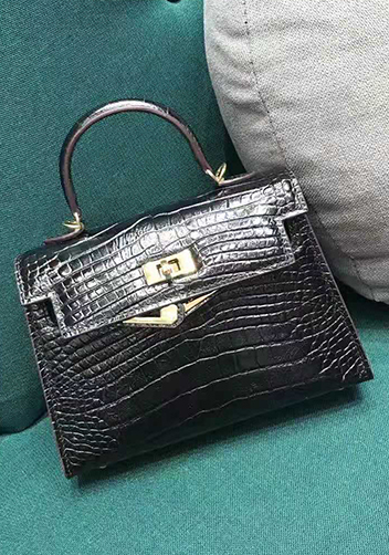 Tiger Lyly Garbo Leather Croc Effect Mini Bag 20CM Black