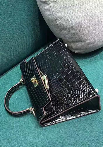 Tiger Lyly Garbo Leather Croc Effect Mini Bag 20CM Black