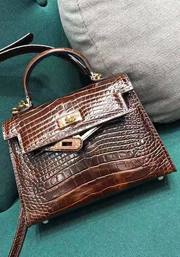 Tiger Lyly Garbo Leather Croc Effect Mini Bag 20CM Brown