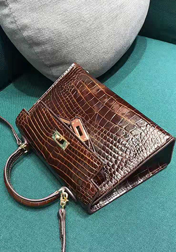 Tiger Lyly Garbo Leather Croc Effect Mini Bag 20CM Brown