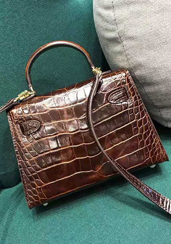 Tiger Lyly Garbo Leather Croc Effect Mini Bag 20CM Brown