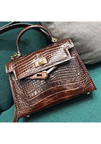 Tiger Lyly Garbo Leather Croc Effect Mini Bag 20CM Brown