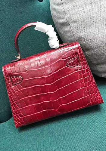 Tiger Lyly Garbo Leather Croc Effect Mini Bag 20CM Burgundy