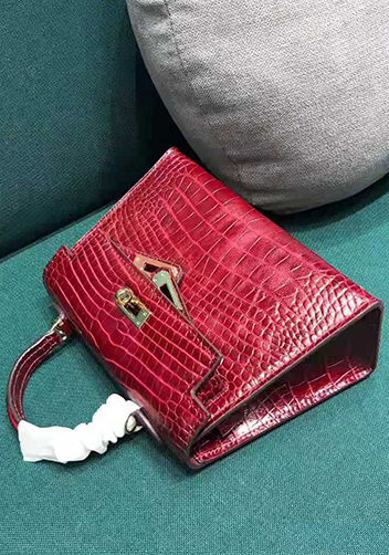 Tiger Lyly Garbo Leather Croc Effect Mini Bag 20CM Burgundy