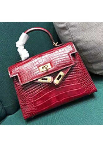 Tiger Lyly Garbo Leather Croc Effect Mini Bag 20CM Burgundy