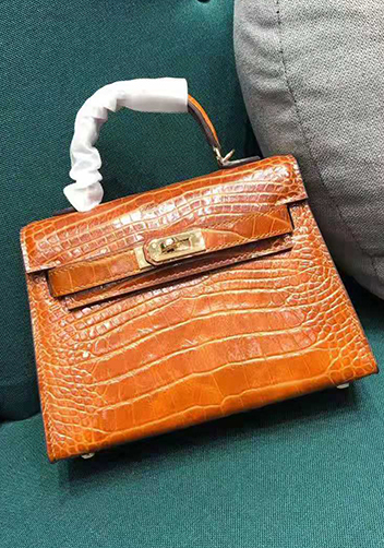 Tiger Lyly Garbo Leather Croc Effect Mini Bag 20CM Orange