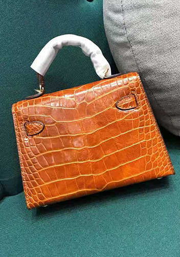 Tiger Lyly Garbo Leather Croc Effect Mini Bag 20CM Orange