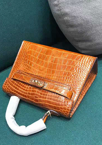 Tiger Lyly Garbo Leather Croc Effect Mini Bag 20CM Orange