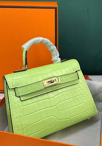 Tiger Lyly Garbo Croc Cowhide Leather Bag Green 9