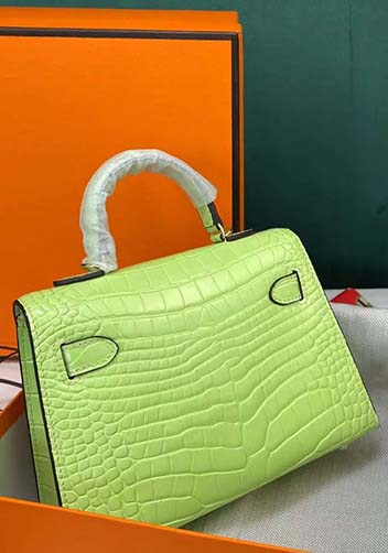 Tiger Lyly Garbo Croc Cowhide Leather Bag Green 9