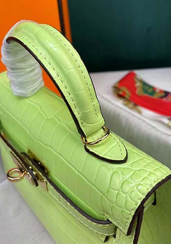 Tiger Lyly Garbo Croc Cowhide Leather Bag Green 9