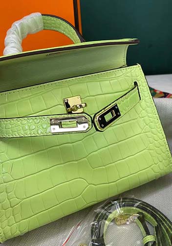 Tiger Lyly Garbo Croc Cowhide Leather Bag Green 9