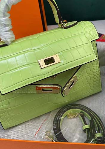 Tiger Lyly Garbo Croc Cowhide Leather Bag Green 9