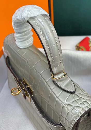 Tiger Lyly Garbo Croc Cowhide Leather Bag Grey 9