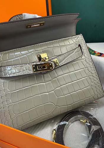 Tiger Lyly Garbo Croc Cowhide Leather Bag Grey 9