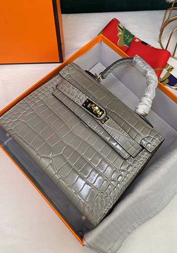 Tiger Lyly Garbo Croc Cowhide Leather Bag Grey 9