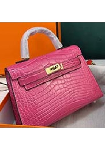 Tiger Lyly Garbo Croc Cowhide Leather Bag Hot Pink 9