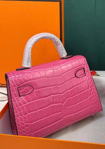 Tiger Lyly Garbo Croc Cowhide Leather Bag Hot Pink 9